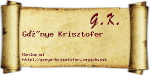 Gönye Krisztofer névjegykártya