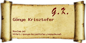Gönye Krisztofer névjegykártya